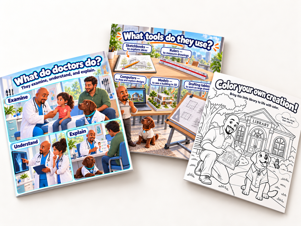 Open book spreads from the series